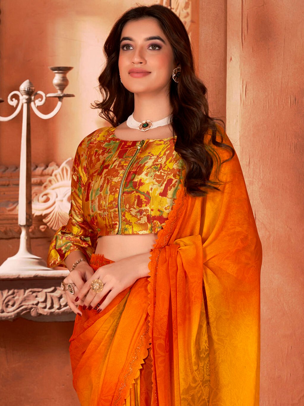 Orange Sarees available for online shopping