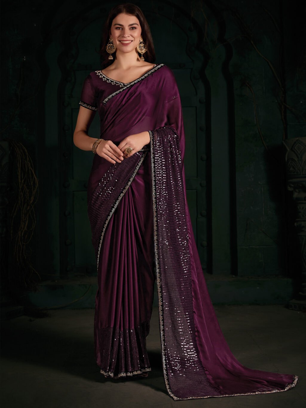 Exquisite Magenta Sheer Chiffon Floral Motifs Saree - Chiffon Saree