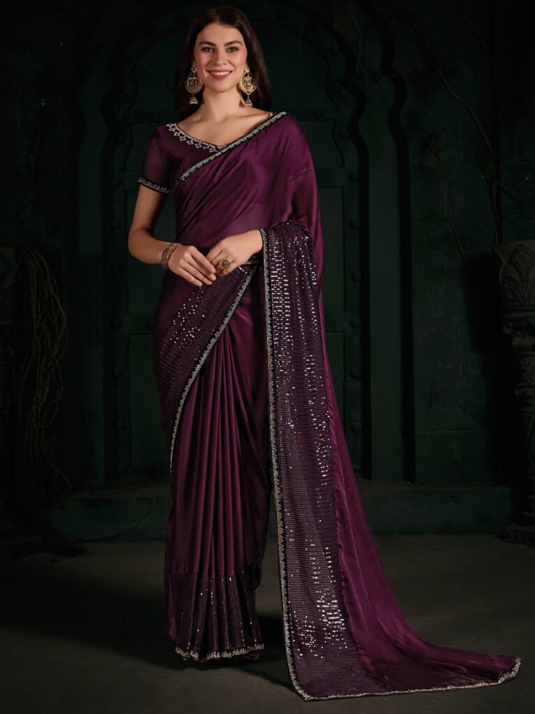 Exquisite Magenta Sheer Chiffon Floral Motifs Saree - Chiffon Saree