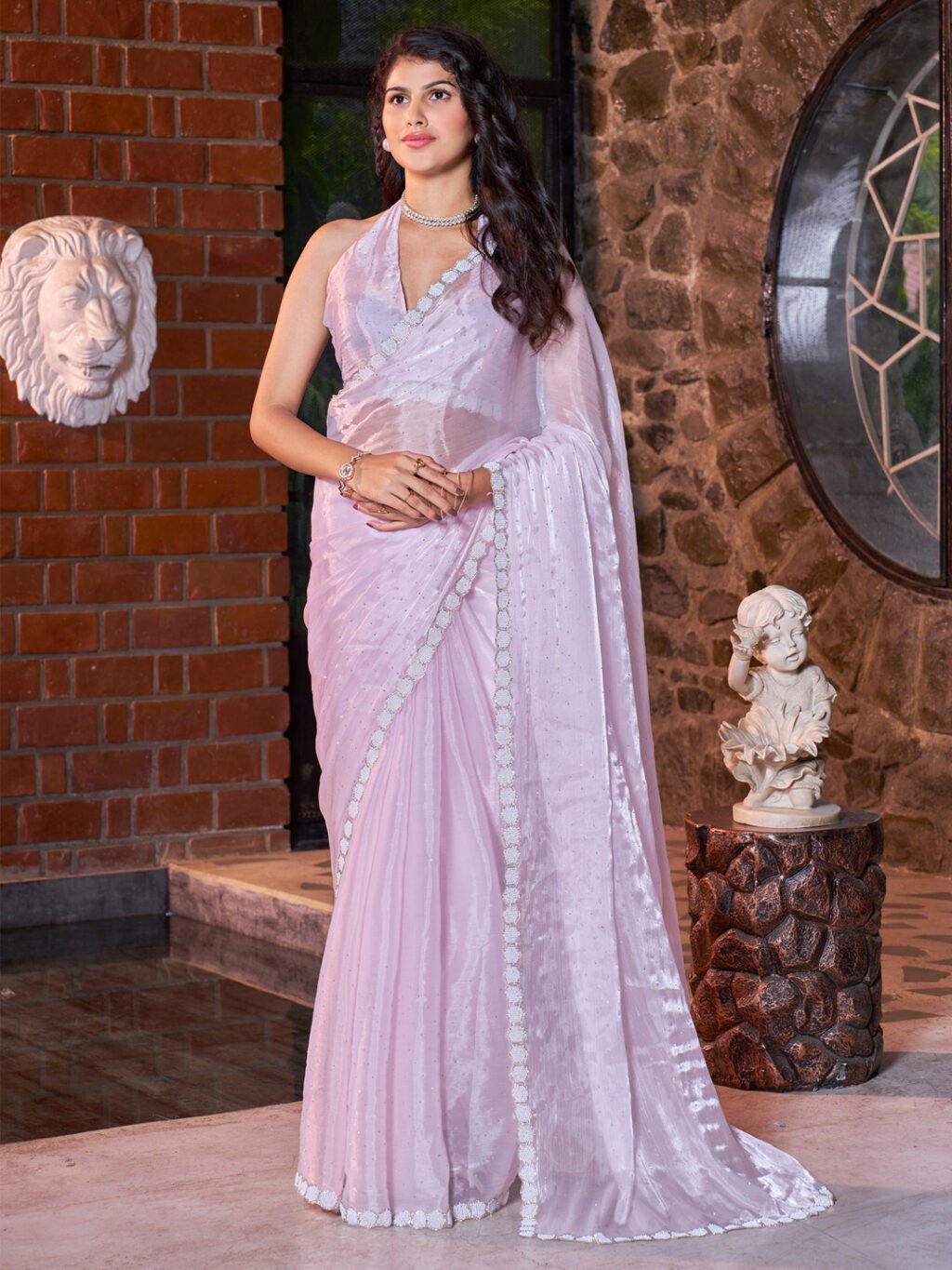 Regal Pink Organza Saree - Sarees