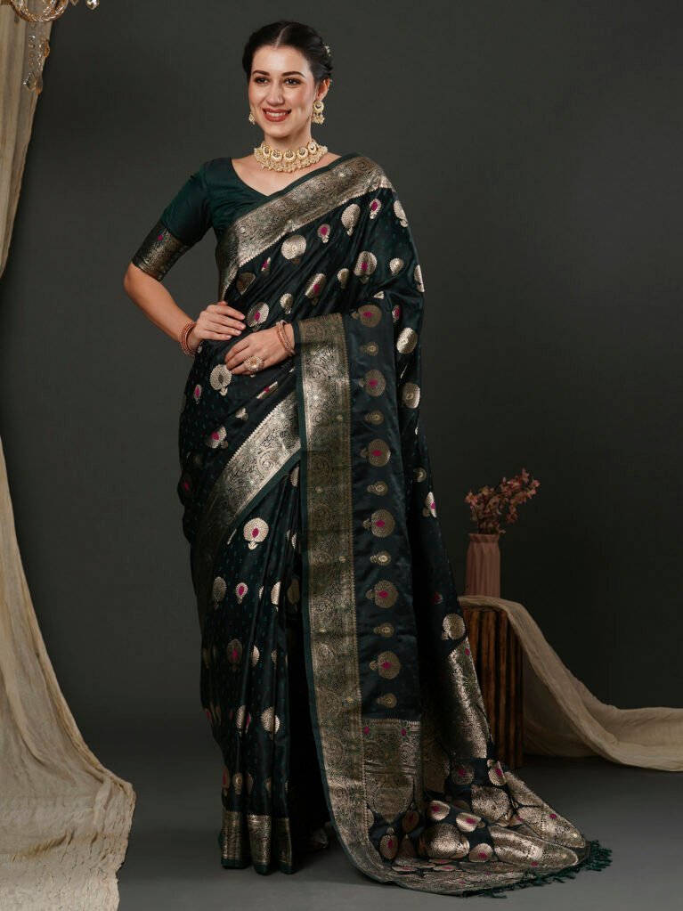 Exquisite Green Banarasi Silk Saree - Sarees