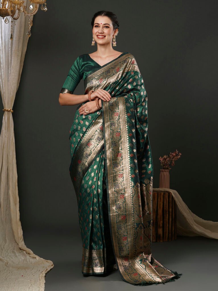 Regal Teal green Banarasi Silk Saree - Sarees