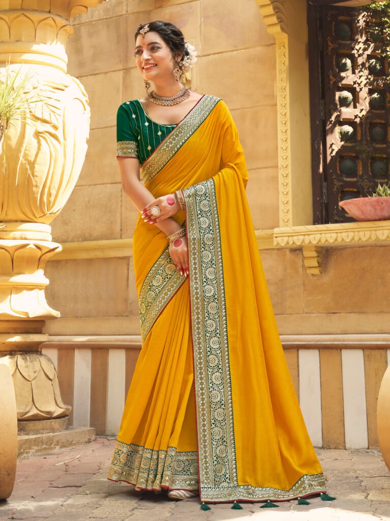 Radiant Yellow Designer Georgette Saree - Sarees