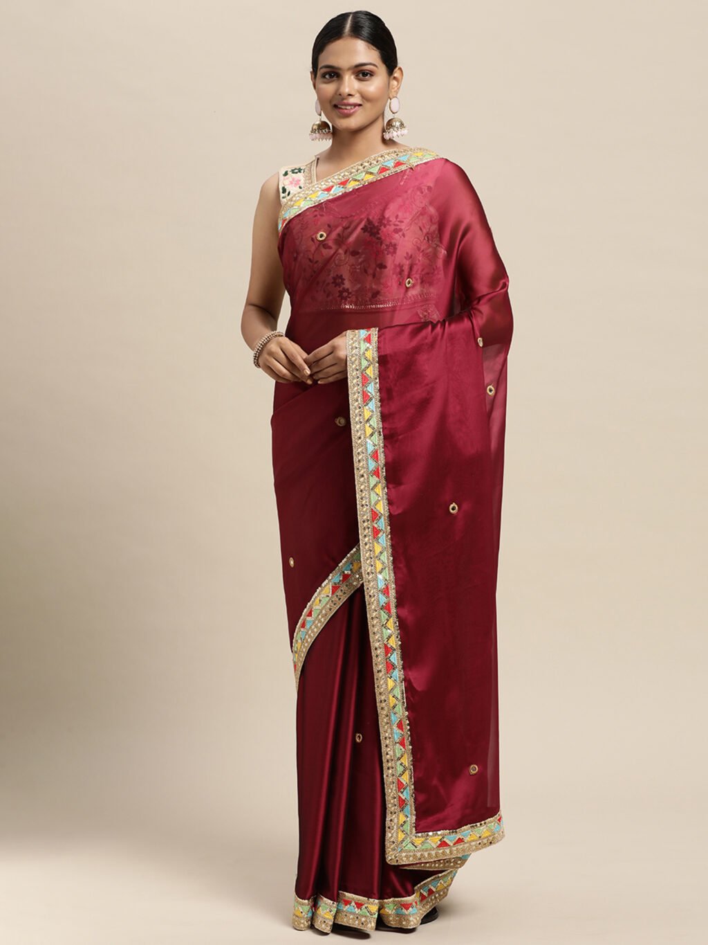 Regal Magenta Flowing Georgette Digital Print Saree - Georgette Saree