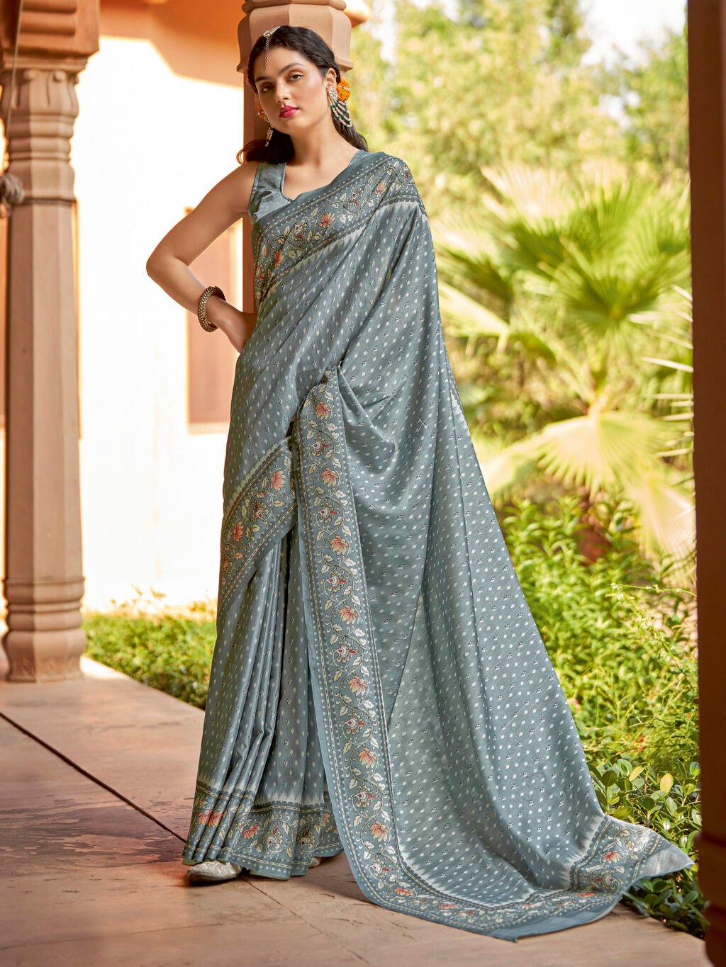 Tanisha Grey Designer Cotton Saree - Cotton Linen Saree