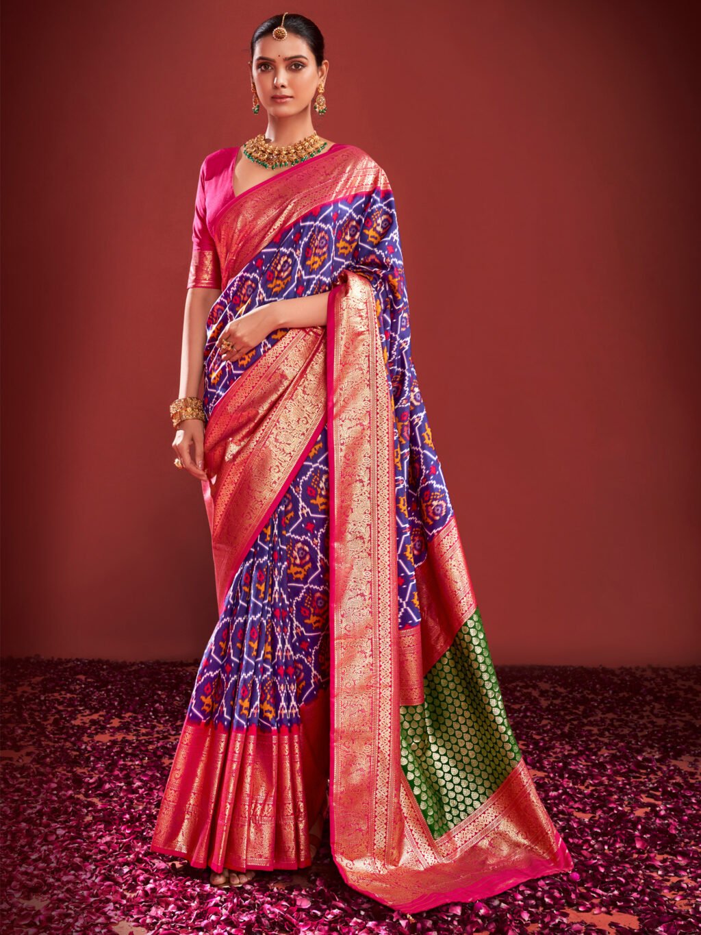 Purple Gujarati Ikat Patola Silk Saree - Sarees