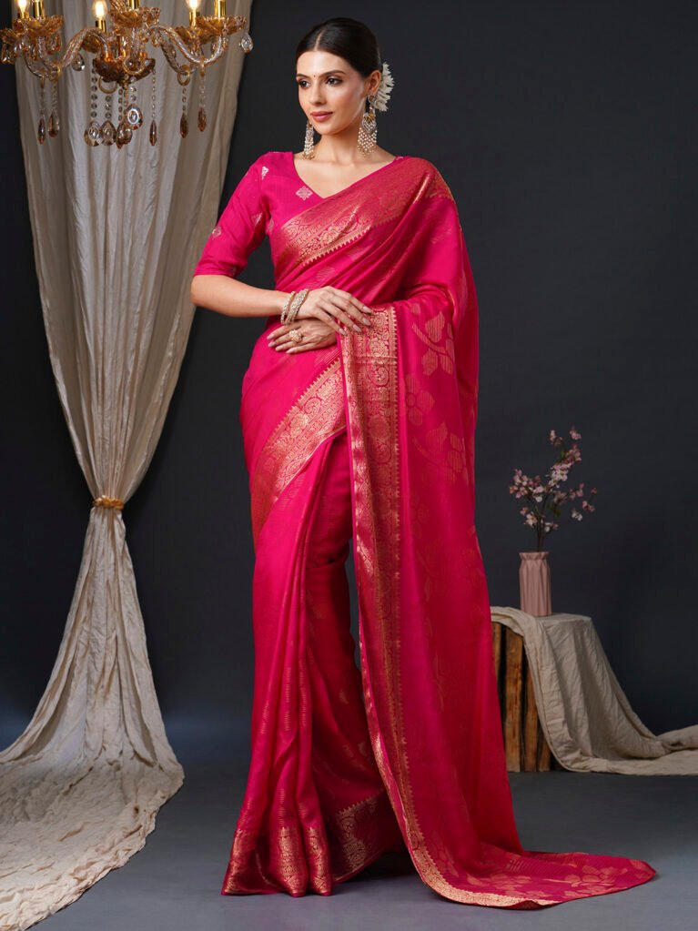 Dark Pink Designer Zari Saree - Sarees