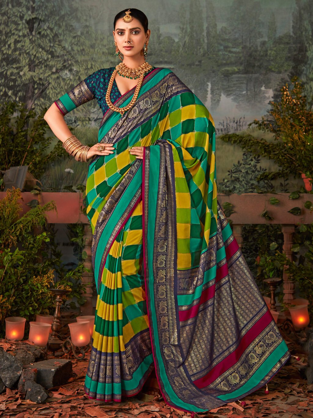Regal Blue Patola Silk  Saree - Sarees