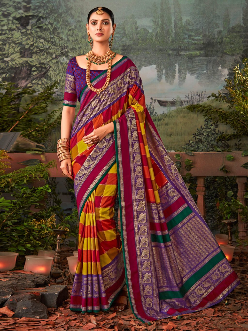 Multi Yellow Patola Silk Saree - Sarees