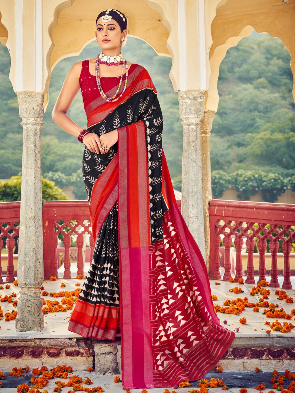 Graceful Black Tussar Silk Patola Saree - Sarees