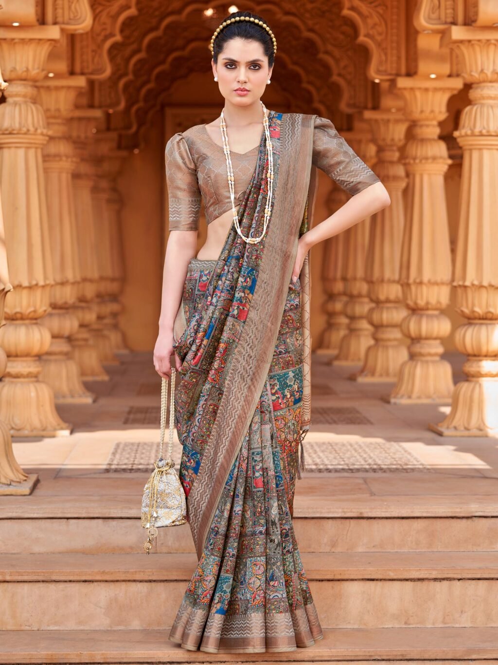 Graceful Multicolor Digital Print Silk Saree - Sarees