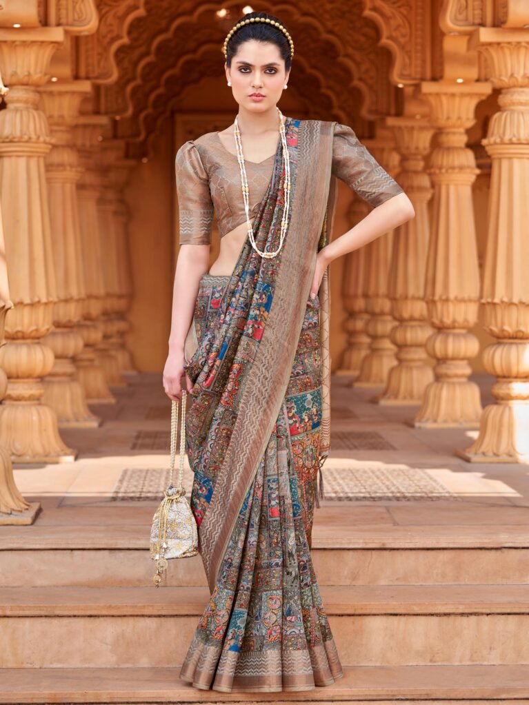 Graceful Multicolor Digital Print Silk Saree - Sarees