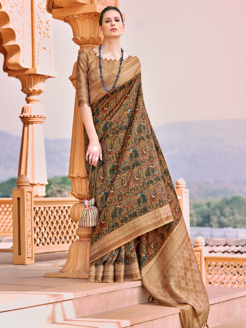 Radiant Multicolor Digital Print Silk Saree - Sarees