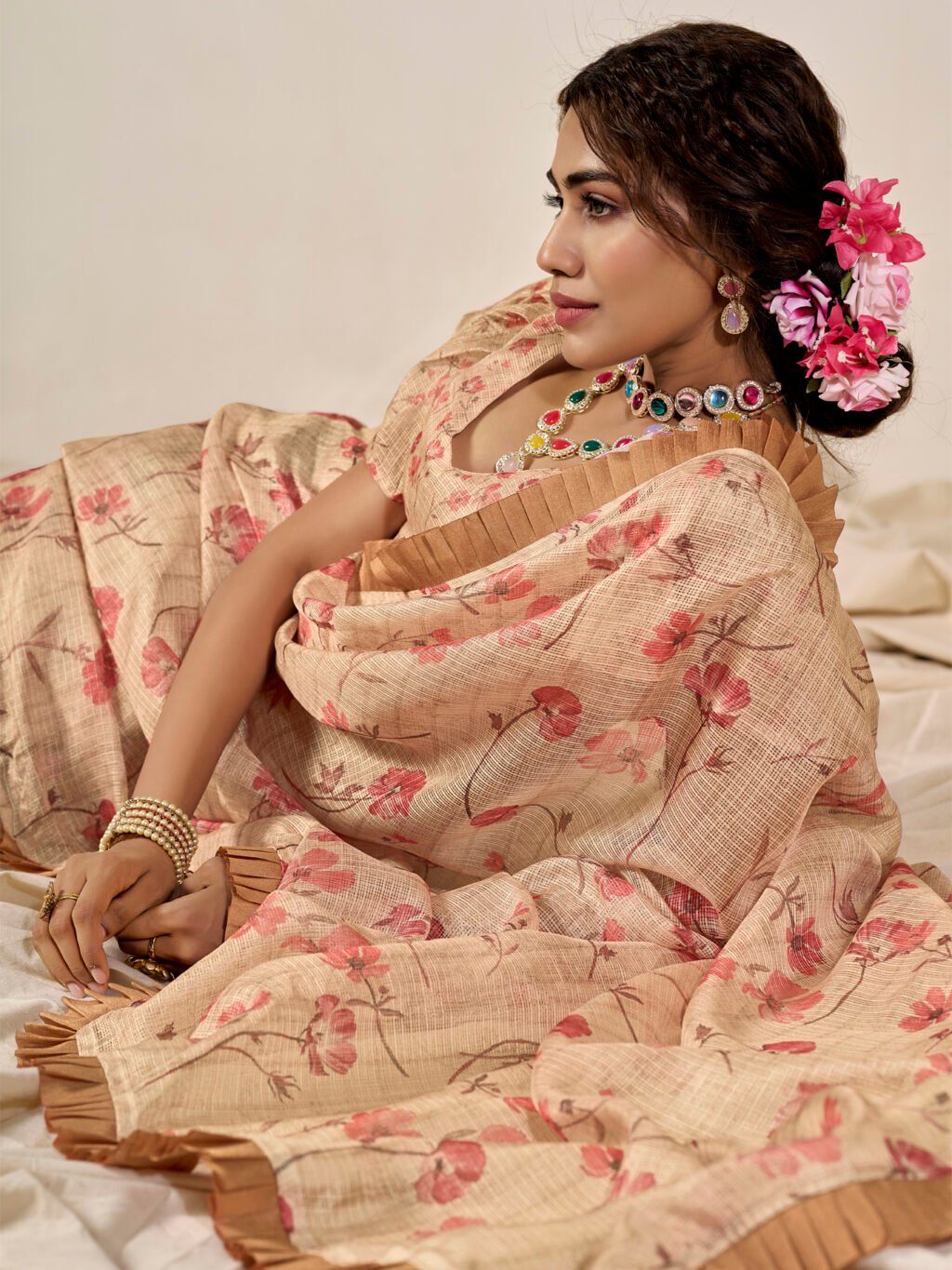 Cream Sarees available for online shopping
