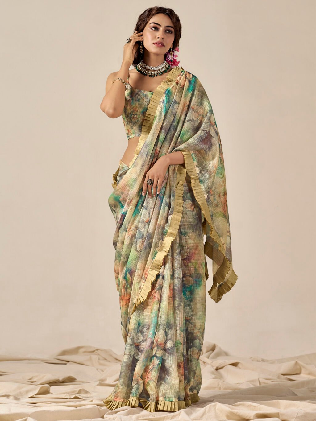 Pehar Multicolored Kota Doria Cotton Saree - Cotton Linen Saree