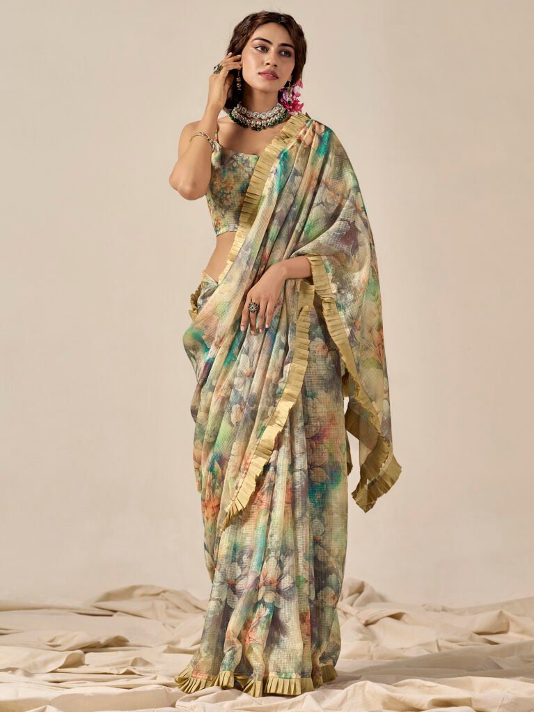 Pehar Multicolored Kota Doria Cotton Saree - Cotton Linen Saree