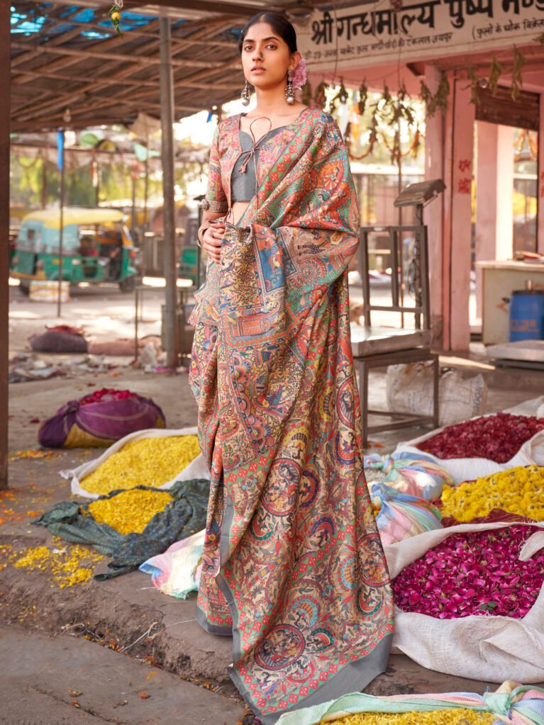 Graceful Beige Designer Printed Saree - Sarees