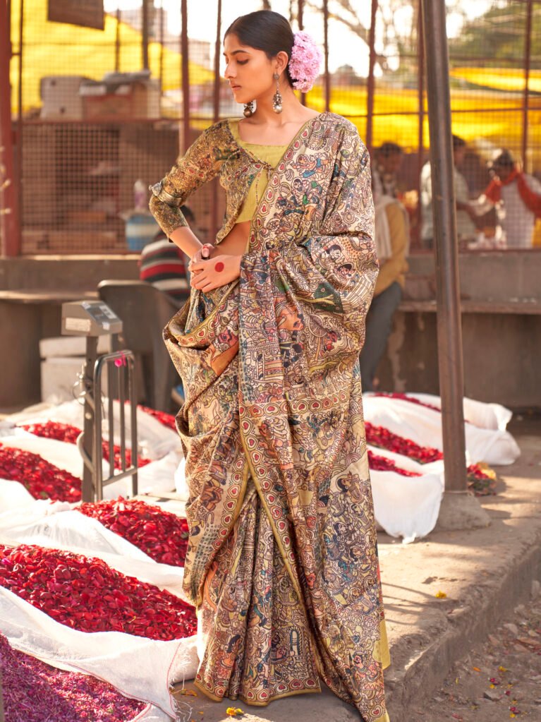 Radiant Beige Designer Printed Saree - Sarees