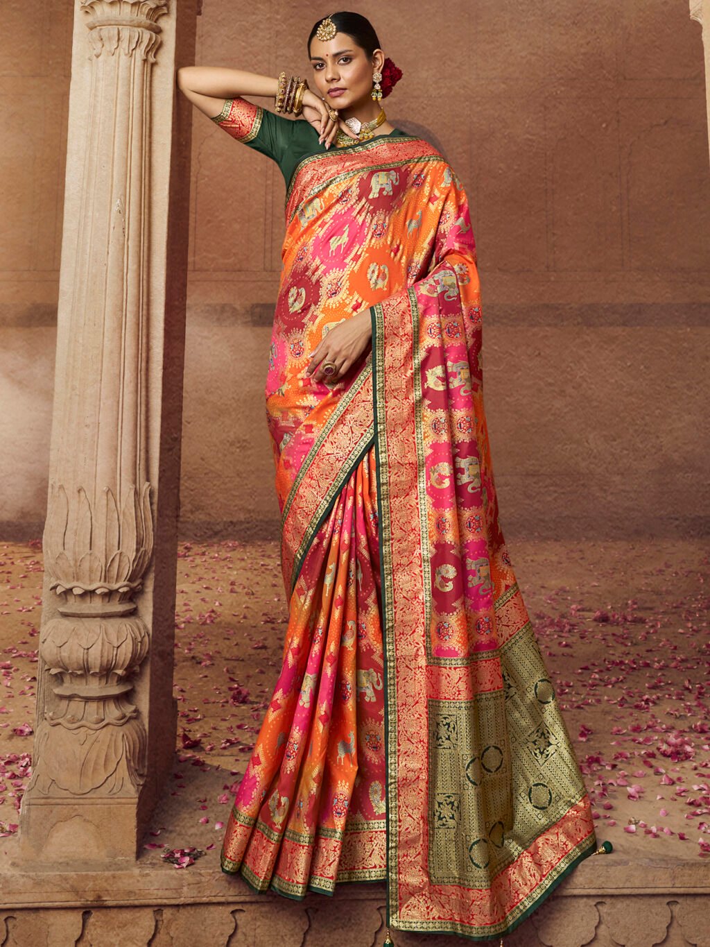 Exquisite Orange Paithani Silk Saree - Sarees
