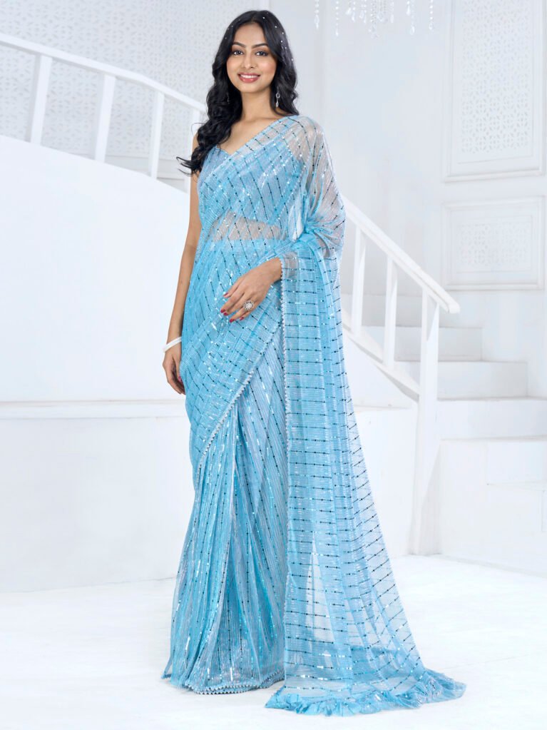 Elegant Blue Designer Zari Woven Saree - Sarees