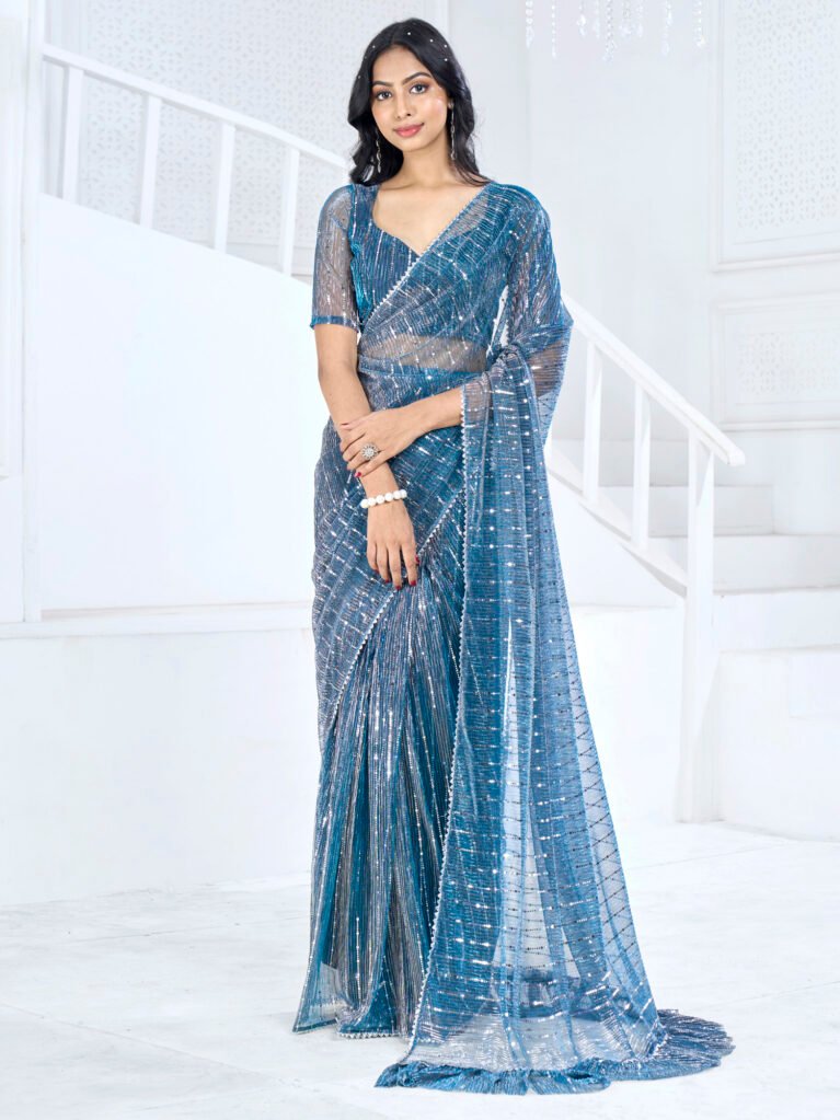 Heritage Teal Blue Designer Zari Woven Exclusive Saree - Sarees