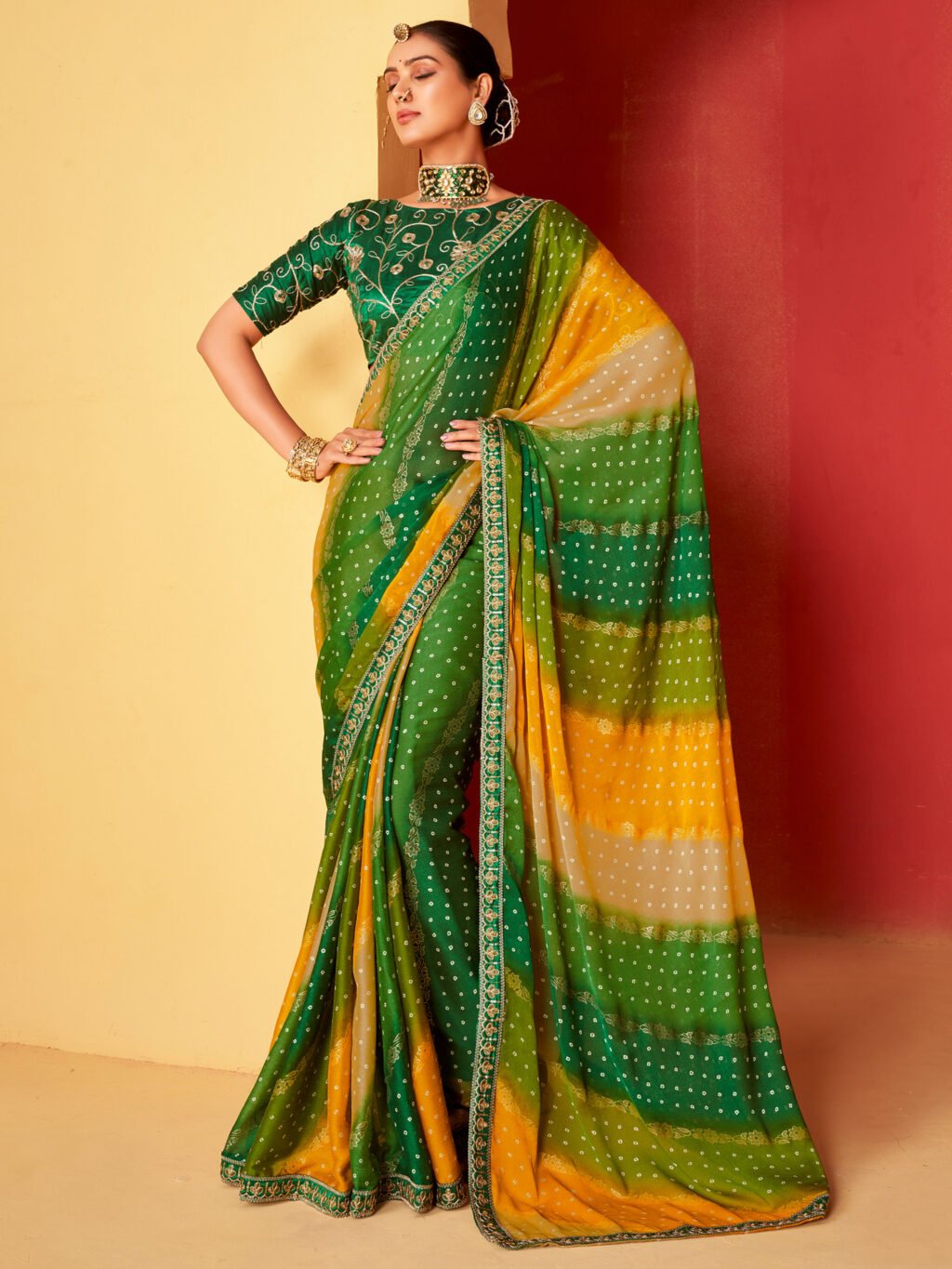 Designer Green Sheer Chiffon Saree - Chiffon Saree