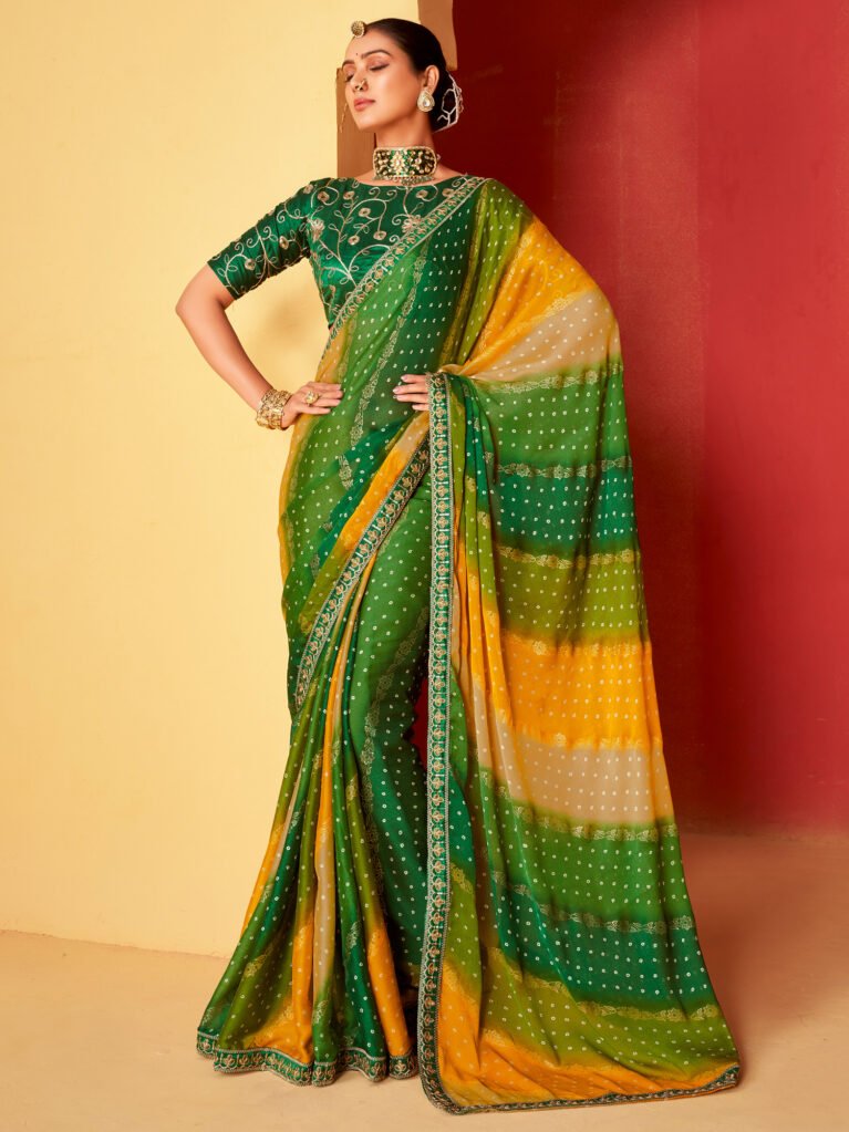 Designer Green Sheer Chiffon Saree - Chiffon Saree
