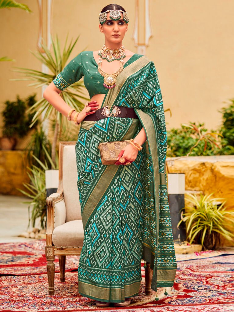 Sea Green Patola Silk Saree - Sarees