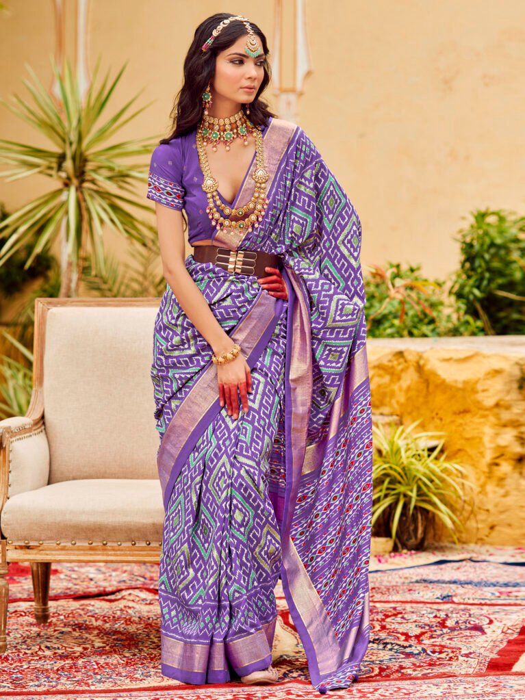 Opulent Lavendar Patola Silk Saree - Sarees