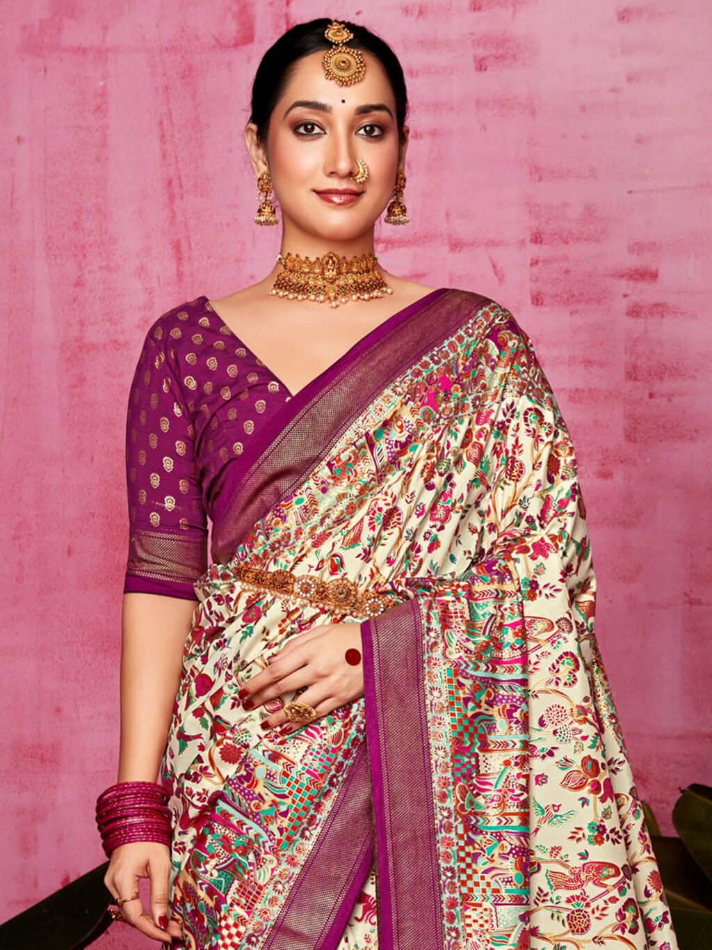 Cream Sarees available for online shopping