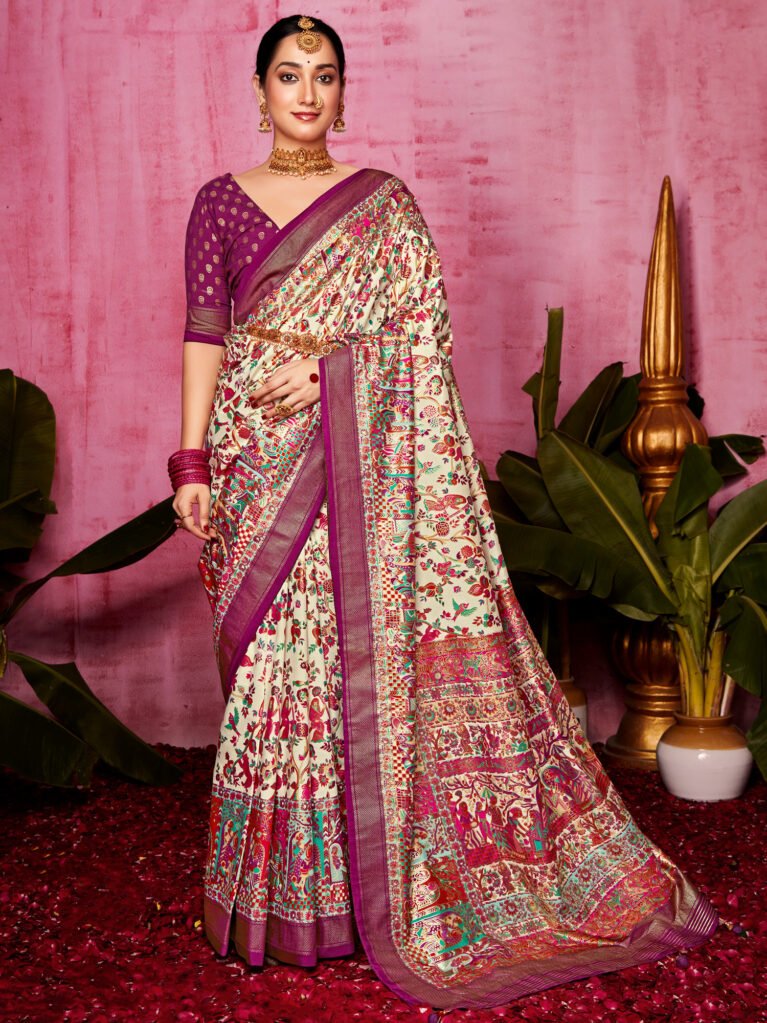 Heritage Cream Tussar Silk  Saree - Sarees