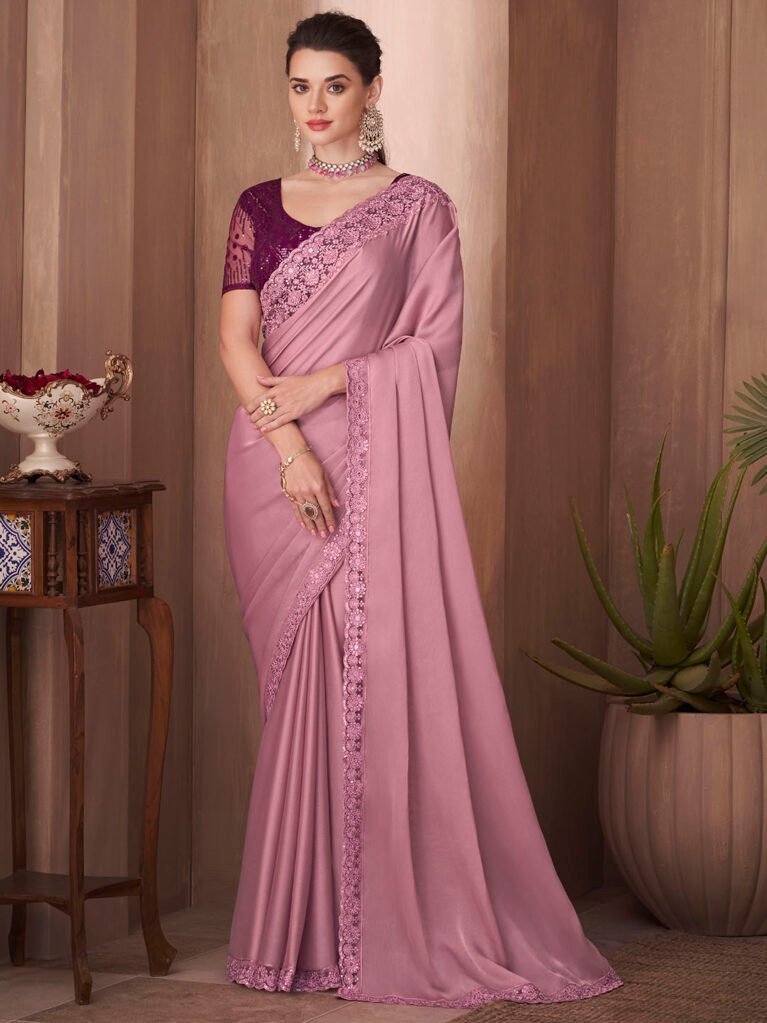 Radiant Mauve Designer Georgette Saree - Sarees