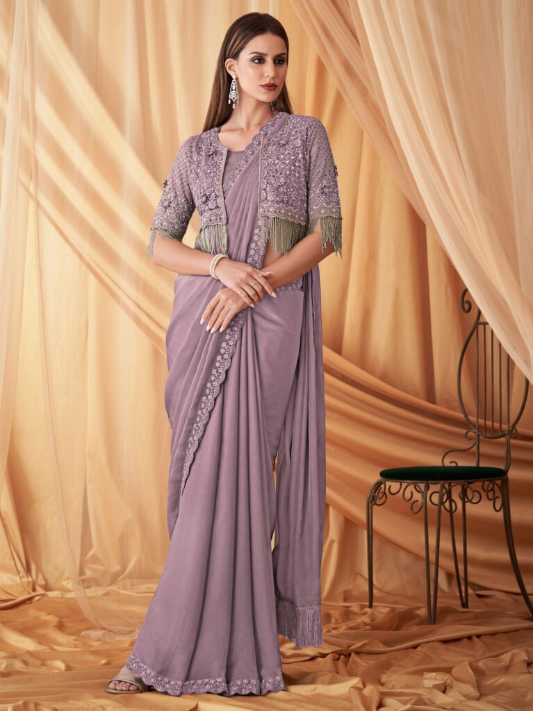 Regal Designer Lavendar Georgette Saree - Georgette Saree