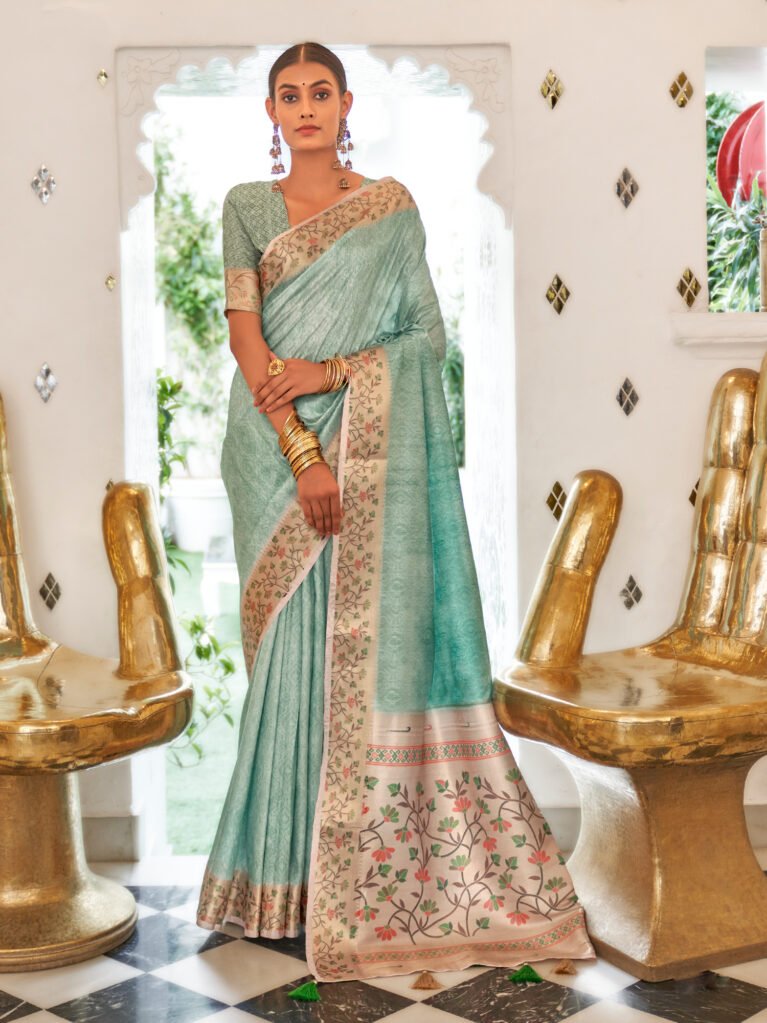 Timeless Turquoise Paithani Saree - Sarees