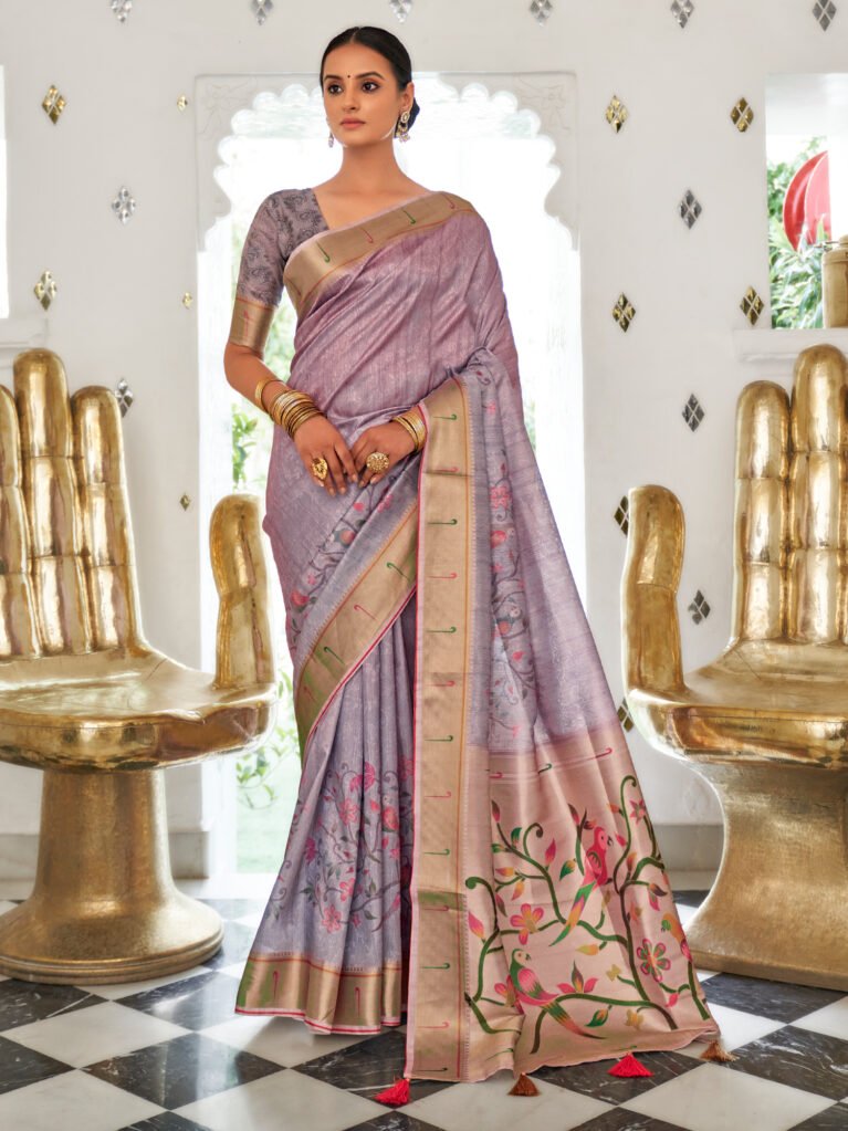 Exquisite Lavendar Paithani Silk Saree - Sarees