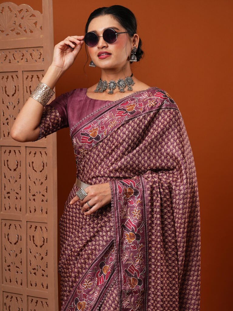 Radiant Mauve Designer Georgette Saree - Sarees