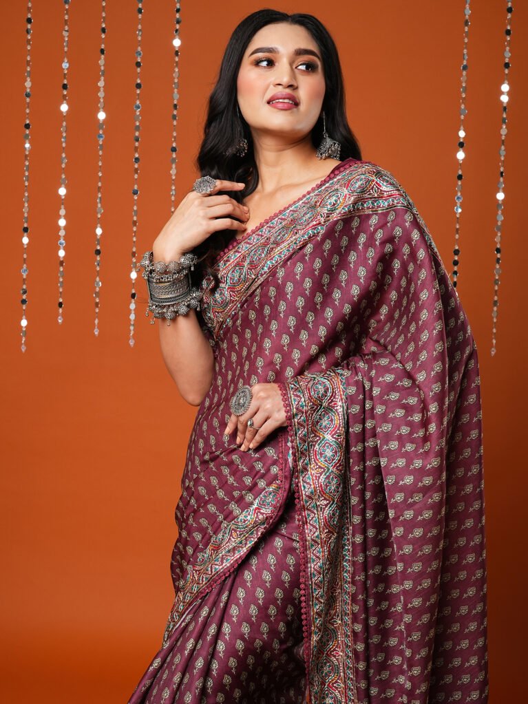 Exquisite Burgundy Designer Georgette  Saree - Sarees