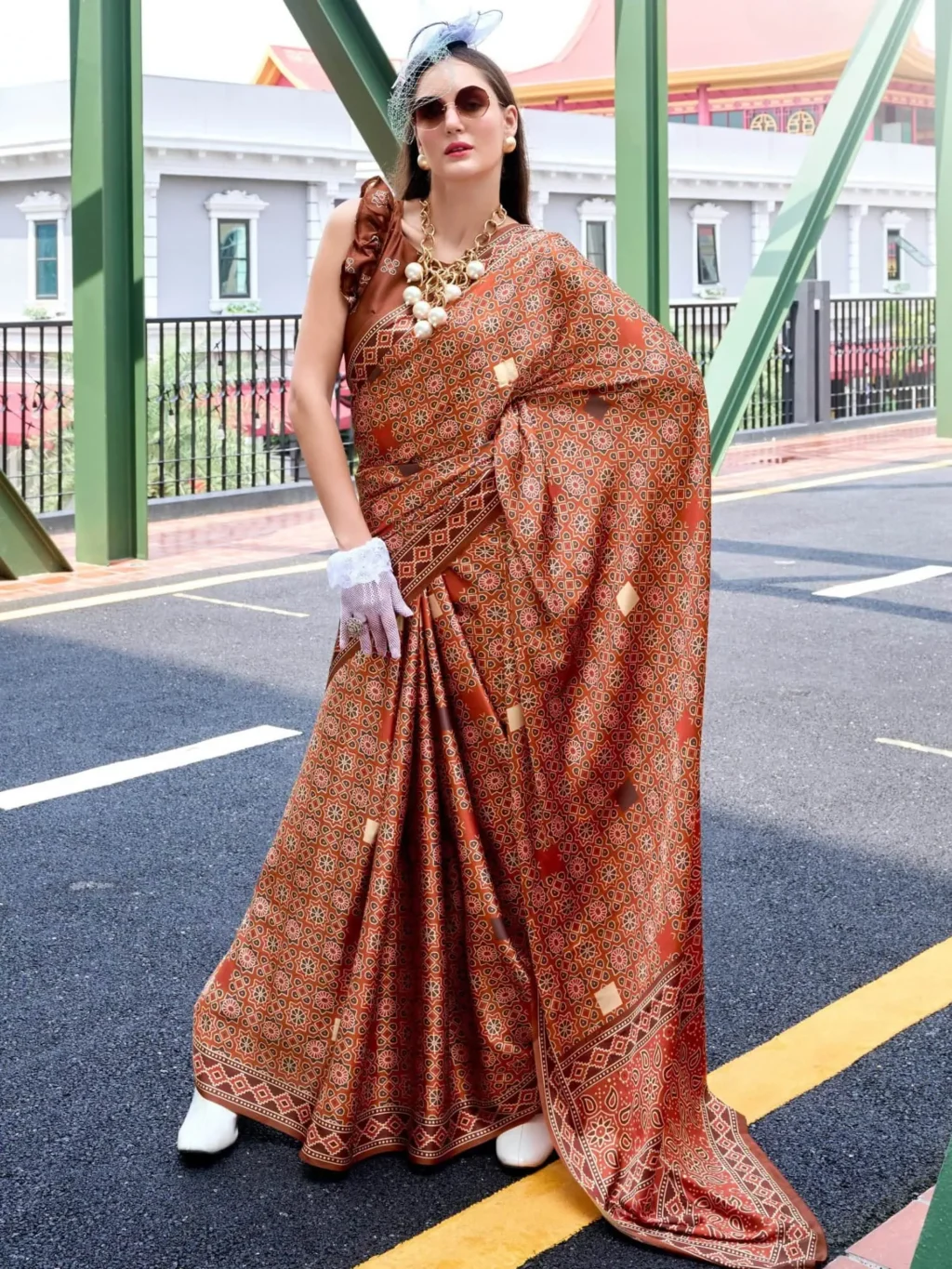 Brown Crape Saree Saree for Women - Designer Traditional Saree
