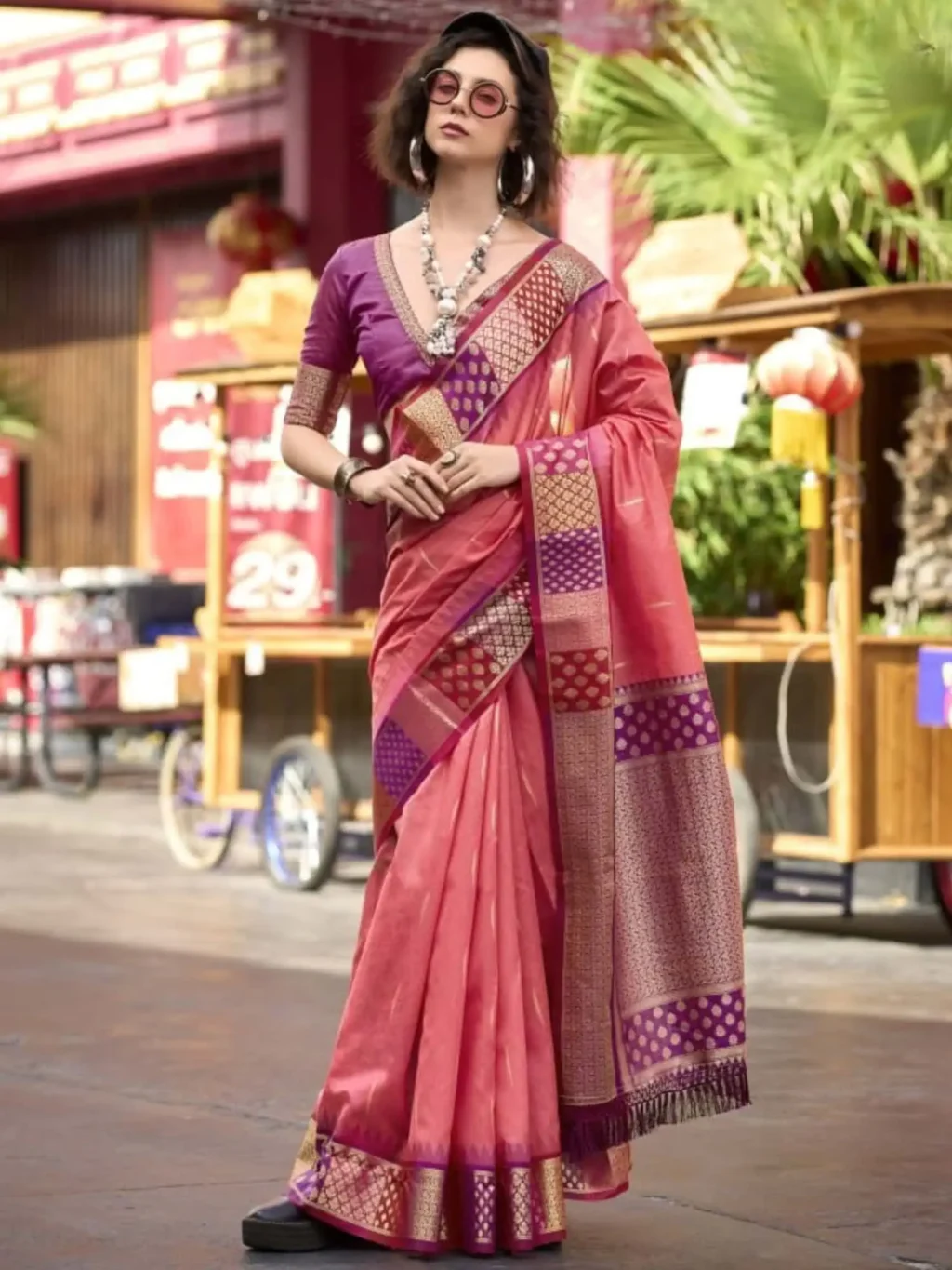 Pink Pure Banarasi Saree for Women - Designer Traditional Saree