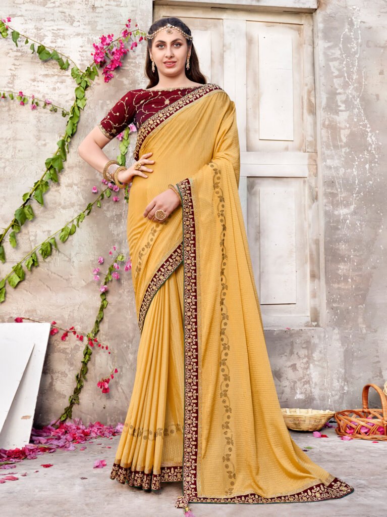 Noor Yellow Chiffon Saree - Chiffon Saree
