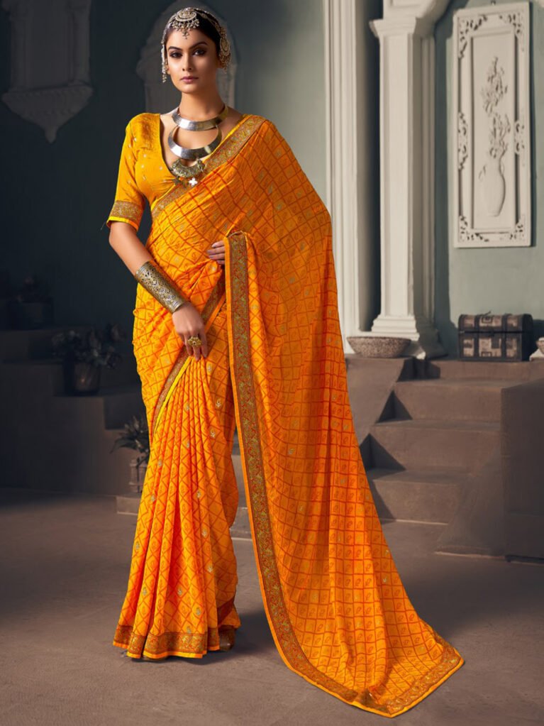 Timeless Yellow Georgette Print Saree - Printed Saree
