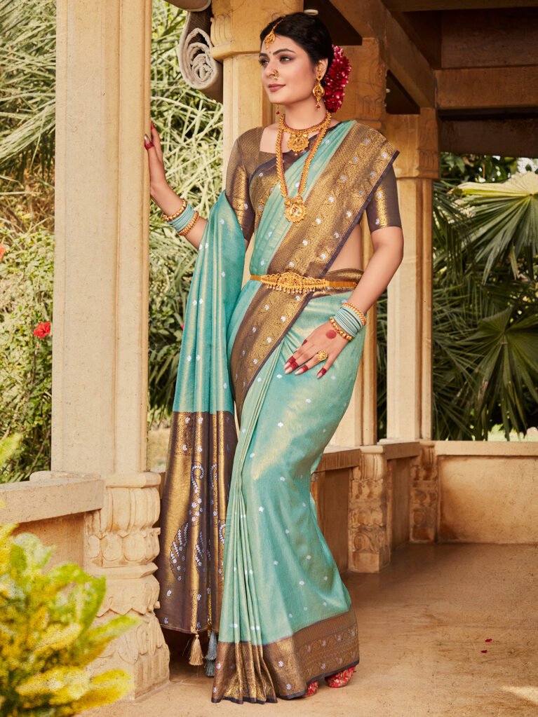 Opulent Blue Designer Kanjeevaram Silk Saree - Sarees