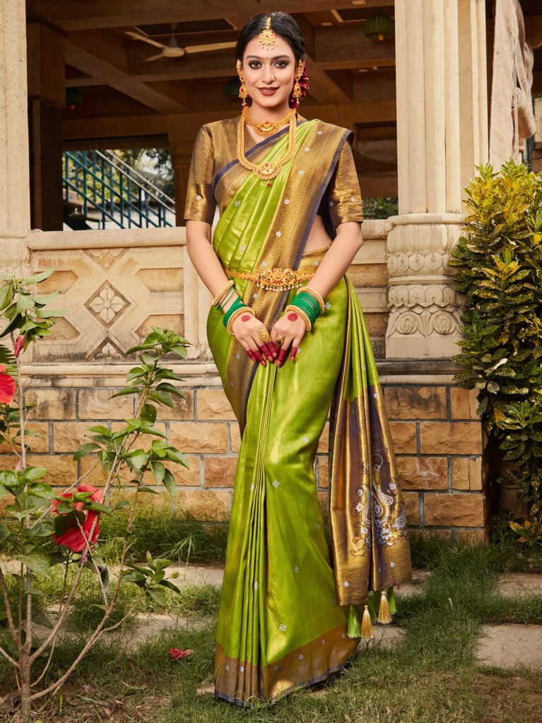 Radiant Green Designer Kanjeevaram Silk Saree - Sarees