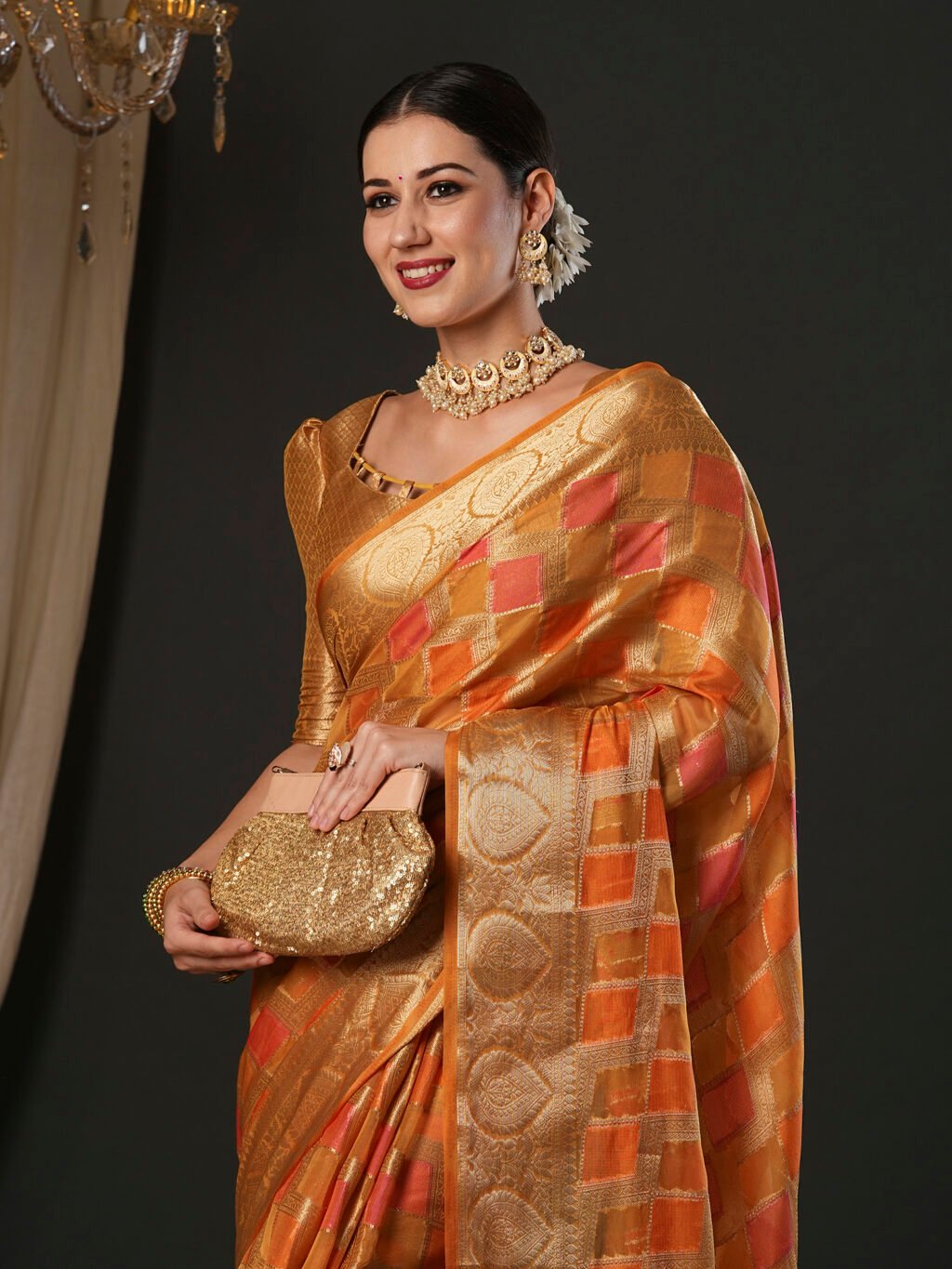 Orange Sarees available for online shopping