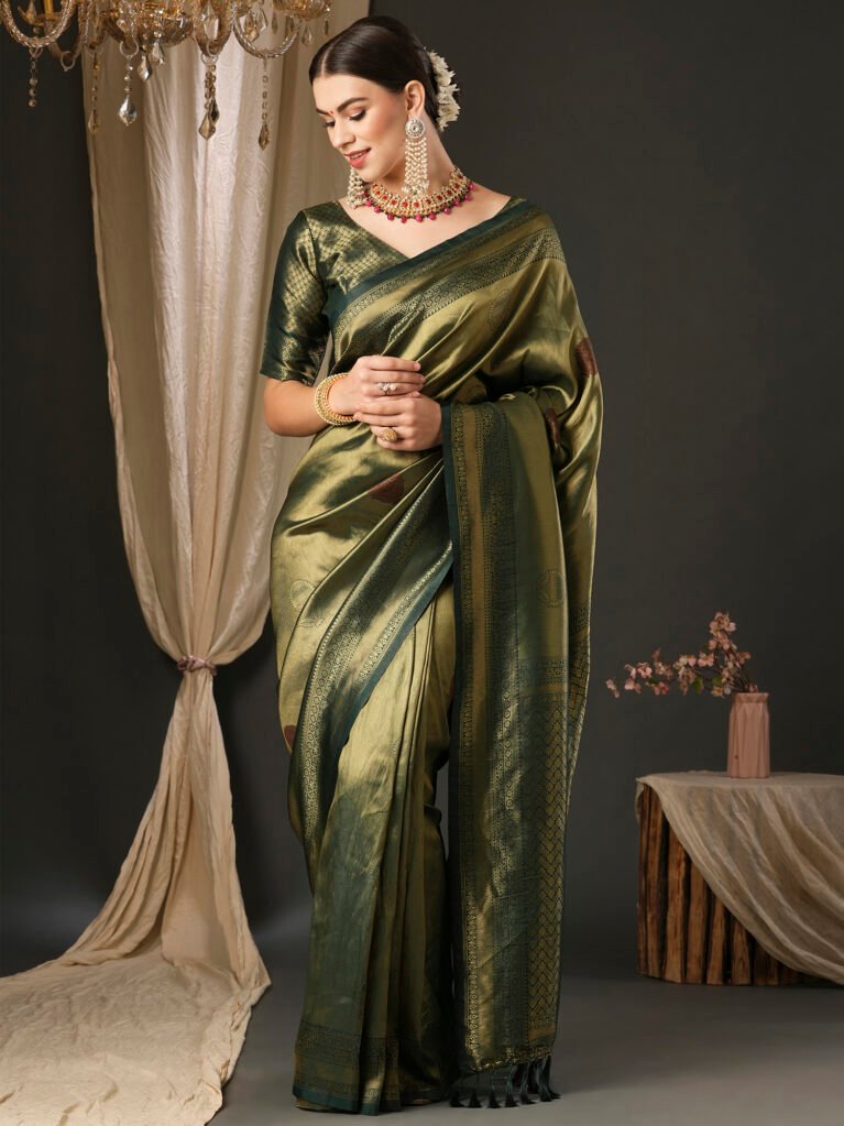 Exquisite Green Banarasi Silk Saree - Sarees