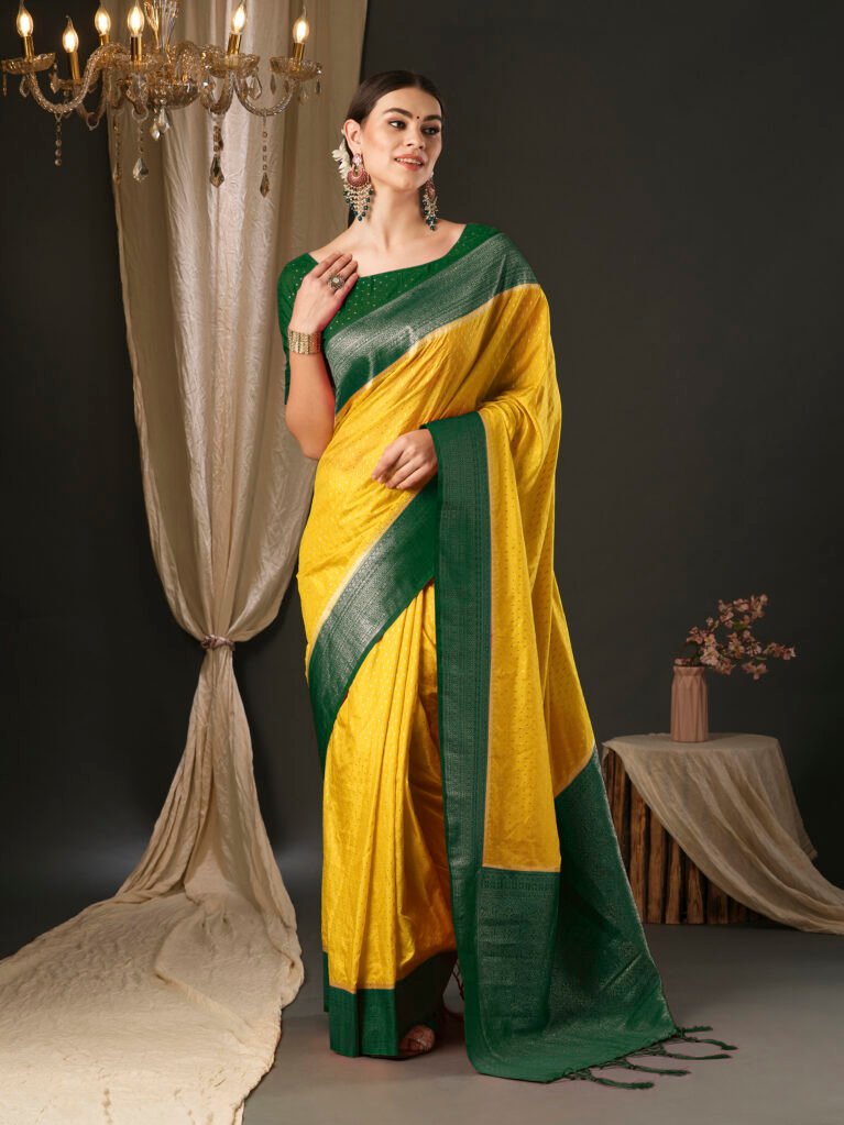 Graceful Yellow Designer Kanjeevaram Saree - Sarees
