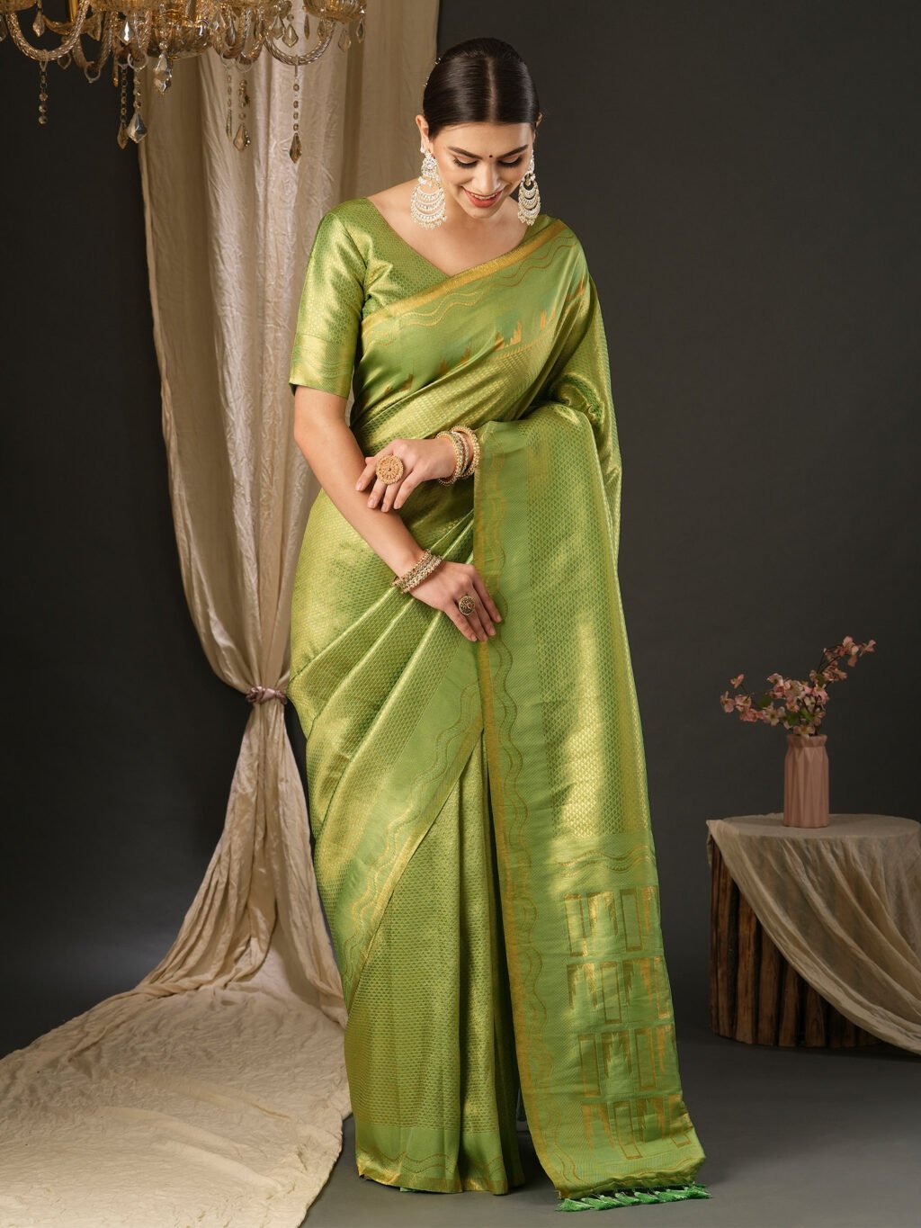 Radiant Light Green Kanjeevaram Silk Saree - Sarees