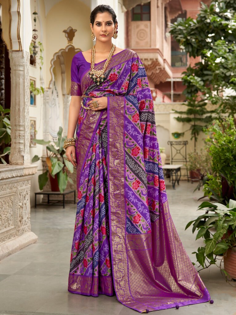 Exquisite Purple Patola Silk Saree - Sarees