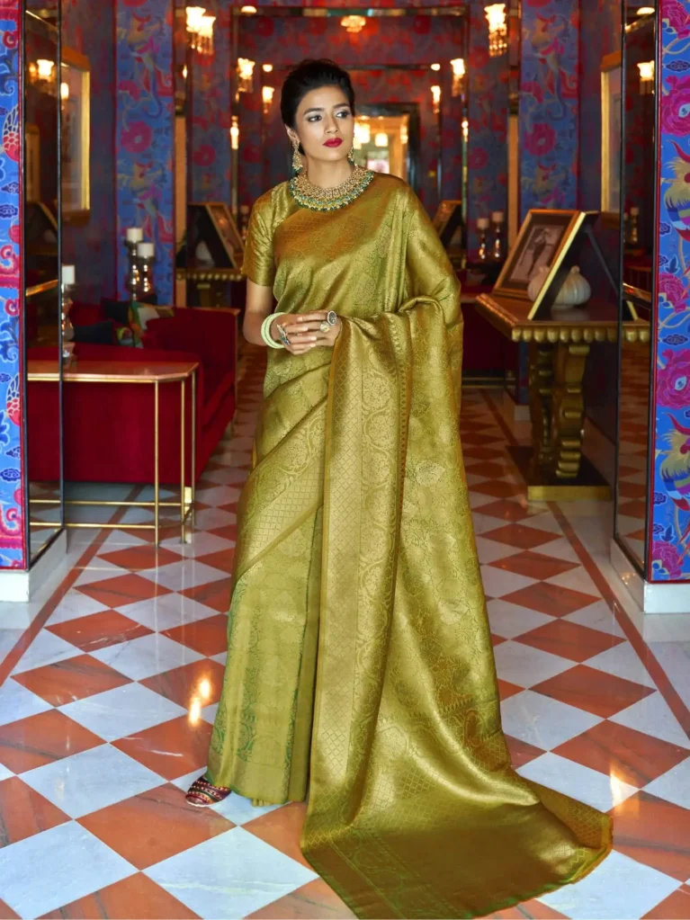 Beautiful Green Soft Kanjeevaram Silk Saree - party wear saree