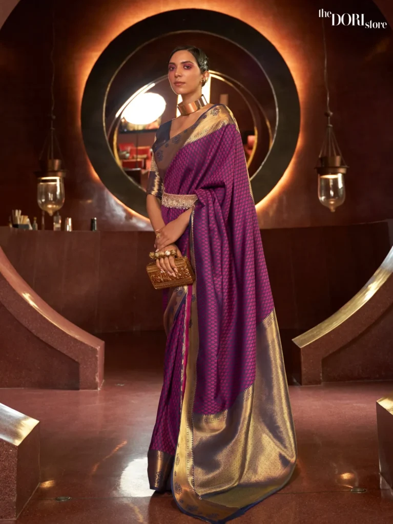 Royal Purple Designer Silk Woven Saree - party wear saree